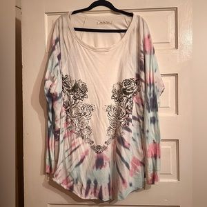 Free People Multicolor Tie-Dye Floral Top
